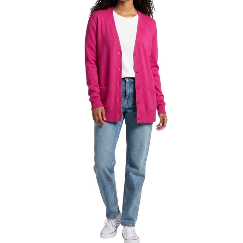 Talbots girlfriend v-neck cardigan sweater with patch pockets women's large